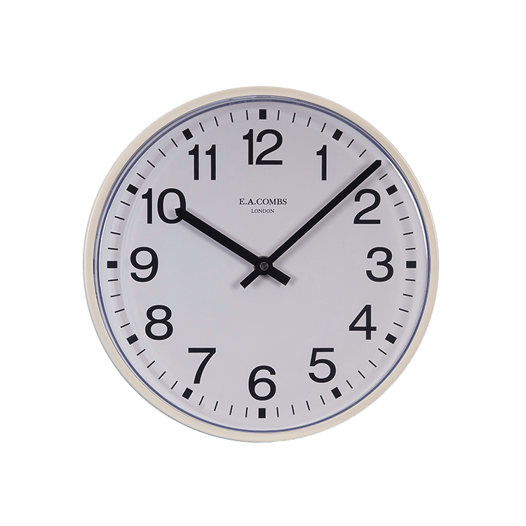 Medium-sized White Metal-cased Wall Clock 6411
