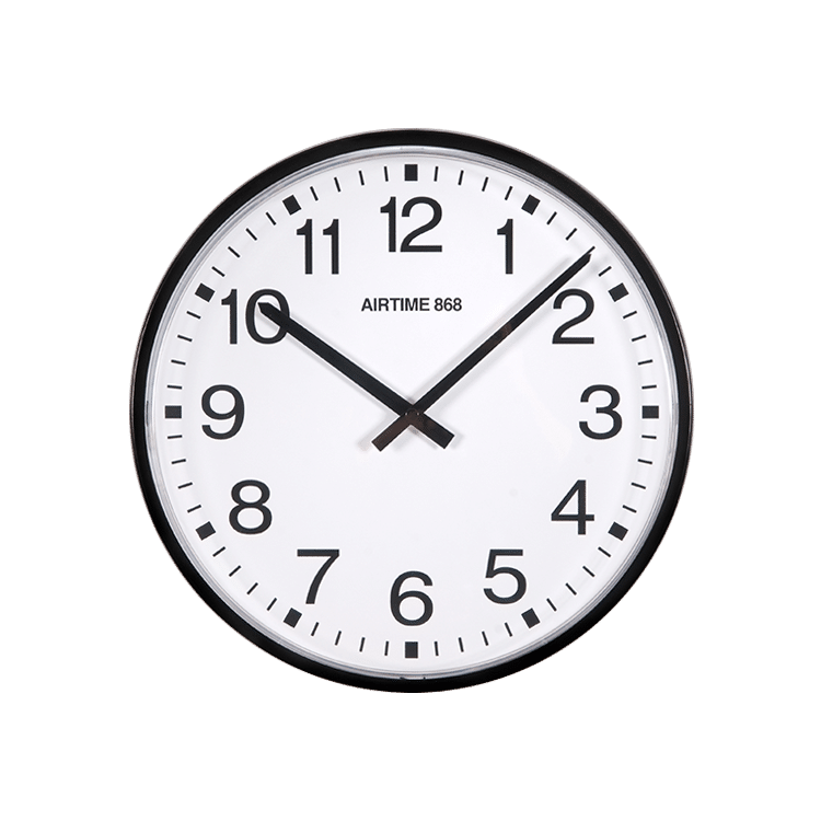 Medium-sized Black Metal-cased Wall Clock 6412